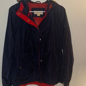 Michael Kors Navy Jacket with Red Trim Hood